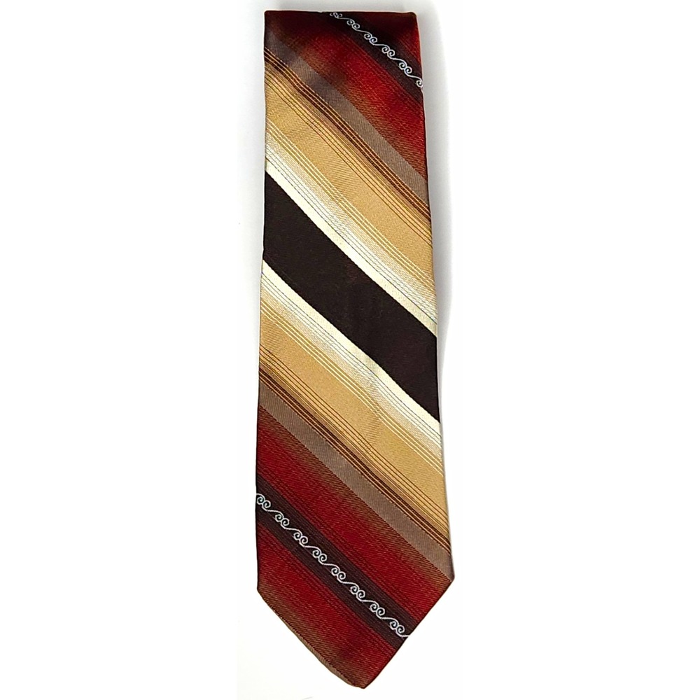 Esquire Cravats Men's Striped Pointed Tie Brown Tan Black White Gray - 58"